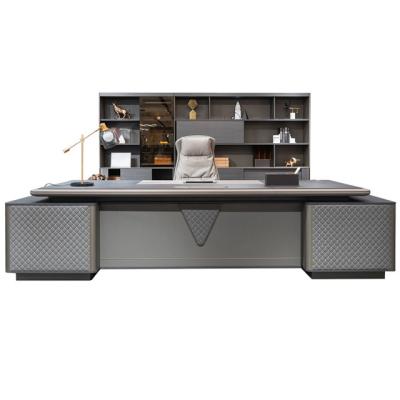 China Home Office Table Boss Table Leather Decorative Luxurious Commercial Work Of Desks Wooden Table Boss Reception Furniture Offices for sale