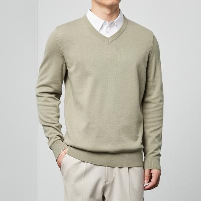 China Autumn Winter Solid Color Men's Anti-wrinkle Sweater Comfortable Loose Cotton Long Sleeve Pullover Sweaters for sale