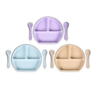 China Wholesale Custom High Quality Kids Baby Silicone Dish Set Include Fork And Spoon for sale