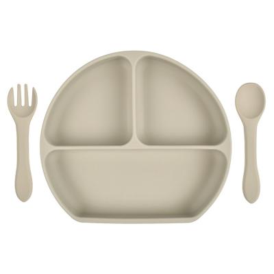 China 2022 Modern New Design Silicone Baby Dinnerware Set Dish Fork And Spoon Custom Made for sale