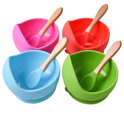 China Children's Food Grade Tableware Silicone Baby Bowl And Spoon Set Child Eco Friendly Tableware for sale