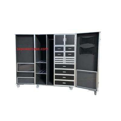 China Display Suit Clothes Storage Transport Wardrobe Cabinet With Wheels for sale