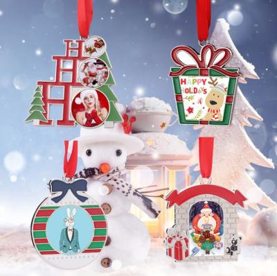 China 2021 Chirstmas Decor RubySub Christmas Decoration Custom Home Decoration Sublimation Blank Zinc Alloy Metal Christmas Tree Ornaments for sale