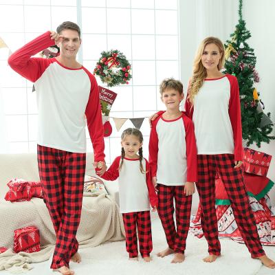 China Rubysub Cozy Christmas Matching Wholesale Custom Breathable Family Long Pants 3 Piece Sublimation Sleepwear Pajama Sets for sale