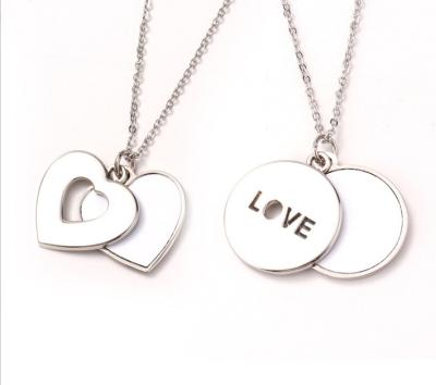 China 2021 New Hiphop DIY Sublimation Mask Cut Out Love Heart Sliding Valentine's Day Pendant Necklace for sale