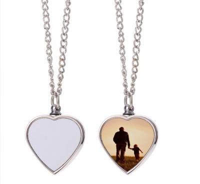 China Hiphop RubySub Heart Cremation Sublimation Necklace Ashes Keepsake / Memorial Urn Necklace With Filling Tool for sale