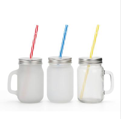 China RubySub Viable Wholesale 12 Ounce Sublimation Mason Jars Matte Glass Mug With Lid Straw Bulk for sale