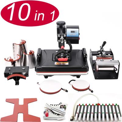 China For T-shirt/Mug/Dish/Pen/Shoes RubySub 10 in 1 Combo Heat Press Machine Sublimation Machine For T-shirt Mug Cap Dish Pen Shoes for sale