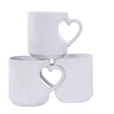 China 11oz Heart Viable White Handle RubySub H08 High Quality Sublimation Blanks Enamel Coffee Mugs Supplier Wholesale for sale