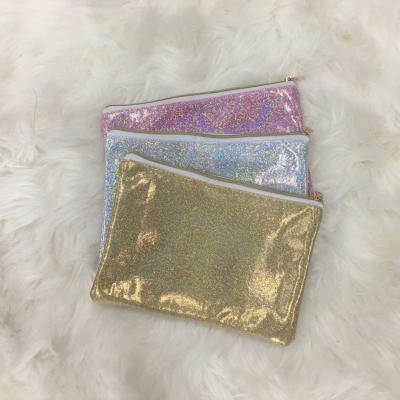 China New Logo Plain Polyester Glitter Makeup Cosmetic Bag Lady RubySub Custom Sublimation Bag 16*23cm for sale