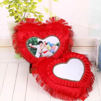 China Lovely Heart Shape Disposable Personal Sublimation Pillow Case Personal Custom Heat Transfer Printing Decorative Tile Case P-04F for sale