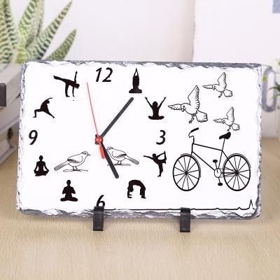 China Home Decoration RubySub Shipping and Handling - 69 Sublimation Blanks Rock Photo Frame Stone Picture Frame Sublimation with Clock for sale