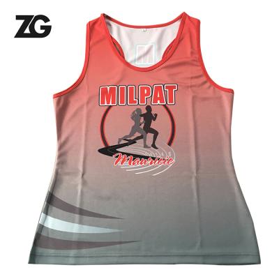 China Breathable Manufacturer Selling Custom Sublimation Printing Singlet Running Ladies Wear for sale