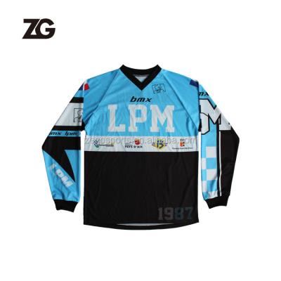 China Breathable ZEGO SPORTS Inclined 100% Polyester Sublimation Team Set Dryfit Mesh BMX Shirt for sale