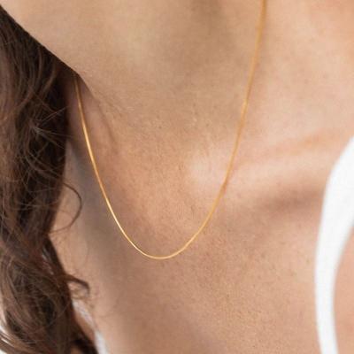 China Not Fade Skinny 1mm Stainless Steel Gold Round Snake Chain Choker Necklace Layering Chain Necklaces For Women Minimalist Jewelry for sale