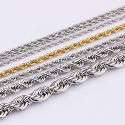 China Wholesale 3mm 4mm Stainless Steel Rope Link Chain Men's Adjustable Silver Twisted Necklace 5mm Environmental Friendly for sale