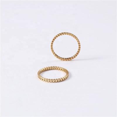 China Lead Free Nickel Free High End 18K Gold Plated Heart Pave Rings For Women Stainless Steel Jewelry for sale