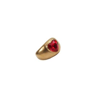 China Antique Gold Lead Free Nickel Free Ruby Heart Rings For Women Stainless Steel Jewelry Fashion Gold Jewelry Wholesale for sale