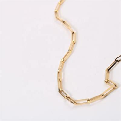 China Trendy Jewelry Lead Free Nickel Free 18K Gold Filled Chunky Stainless Steel Paper Clip PVD Plated Gold Chain Necklace for sale