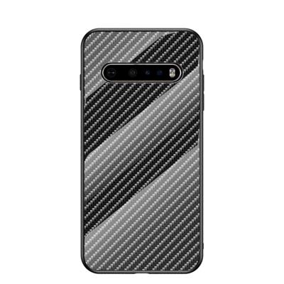 China Customized Shockproof Hard Priting Carbon Fiber Tempered Glass Phone Case Shockproof Mobile Cases For LG V60 for sale