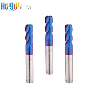 China HRC65 CNC Steel Round Nose End Mill Tungsten Shank Bullnose 4 Bullnose 4 Steel Straight Flutes R Angle R 8 Carbide End Mill for sale