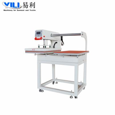 China Leave patterns and color text firmly printed on pneumatic fabric double station heat transfer machine for sale