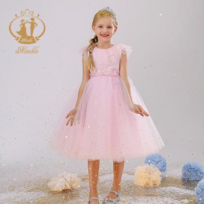 China 2020 Nimble Breathable New Style Sleeveless Summer Kids Clothes Flower Baby Pink Embroidered Dress Dress for sale