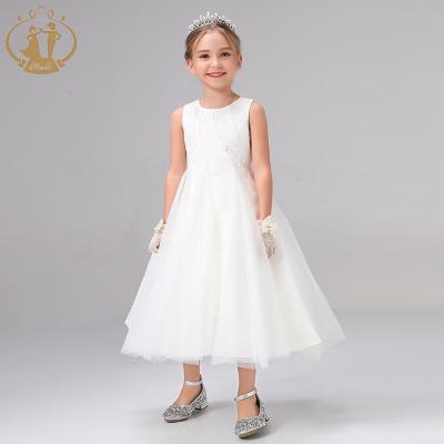 China 2020 Wholesale Regular Agile Light Bridesmaid Dress Sleeveless Beaded Ivory Organza Lace Ivory Dress for sale