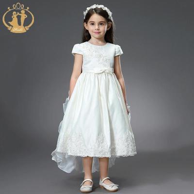 China Lovely Breathable Agile Children Dress White Formal Dress Child Satin Princess Party Dress Kids Clothing for sale