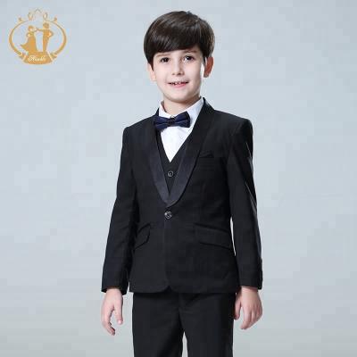 China Fashion Design Polyester / Cotton Classic Black Boy Suit Classic Design Boys Wedding Suit for sale