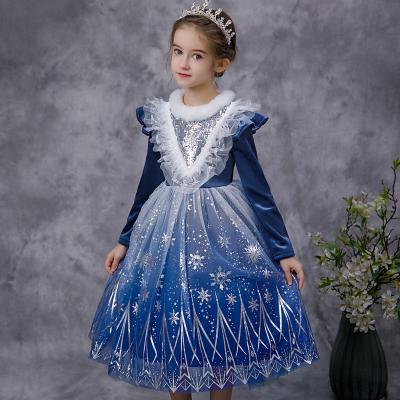 China Princess Jasmine Snow White Dress Girl Dress Princess Belle Clothes For Kids Girls Winter Sprint Sleeve Printing Polyester Long for sale