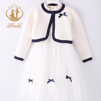 China Moq Breathable Nimble Little Kids Daily Wear Clothes New Design White Printing Kid Girl Two Piece Set Dress for sale