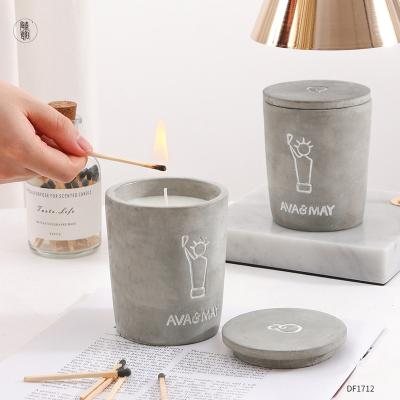 China Home Decoration christmas custom concrete velas soy wax scented candles container jars with lid luxury vessels aromaticas bougies al por mayor for sale