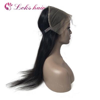 China Silky Straight Wave Straight 360 Lace Frontal Closure With Elastic Band, Brazilian Hair Lace Frontal Closure With Bundles for sale