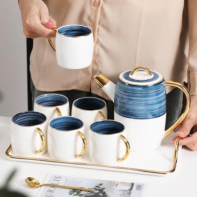 China Coffee Mug Set Restaurant Home Living Room Afternoon Tea Set Flower Ceramic Creative Nordic Viable Tea Cup for sale