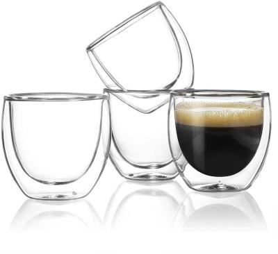 China Modern Eco-Friendly Double Wall Glass Mug With High Borosilicate Glass for sale