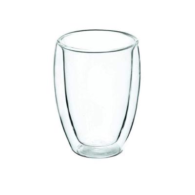 China High Quality Heat Resistant Double Wall Borosilicate 350ml Stocked Glass Mug for sale