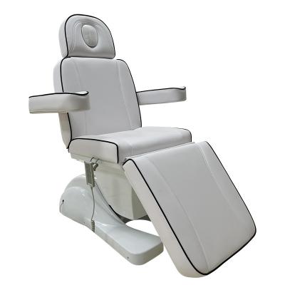 China Electric White Leather Add Black Line Separator Luxury Electric Massage Bed Facial Chair For Clinic Shop Salon Beauty Massage Tables for sale