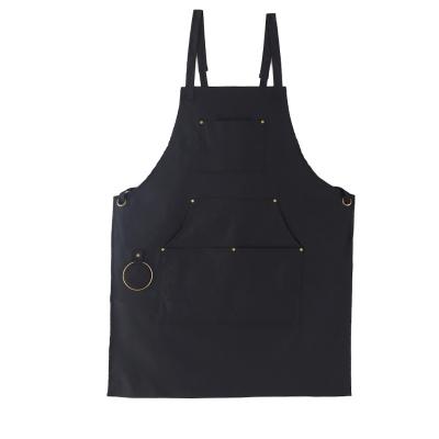 China Custom Logo Cotton Canvas Cross Back Apron Drinks/Food Promotion Waiters Artists Barista Chef Women Men Coffee Shop Bar Restaurant Work Apron for sale