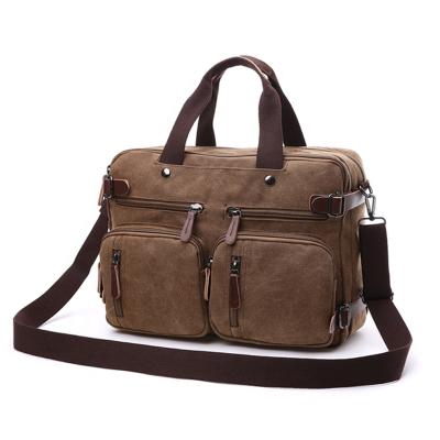 China Vintage Multifunctional Canvas Office Canvas Laptop Briefcase Portable Briefcase For Women Men for sale