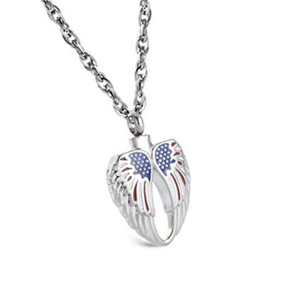 China CLASSIC Flag Cremation Jewelry Angel Wings Urn Necklace for Ashe Jewelry Memorial Ash Holder for sale