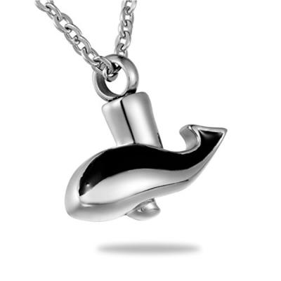 China CLASSIC Silver Whale Urn Necklace Keepsake Stainless Steel Memorial Cremation Ash Pendant for sale