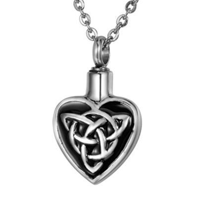 China CLASSIC Celtic Triquetra Cremation Necklace Hollow Heart Pendant for sale