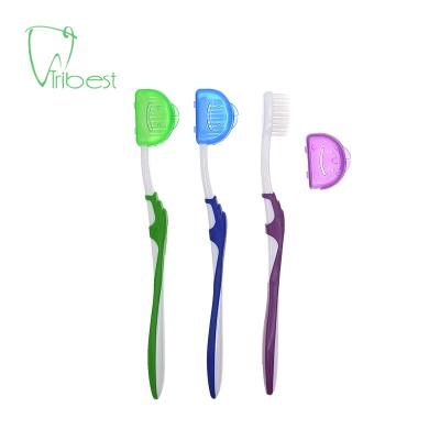 China Tribest Disposable Logo Adult Colorful Orthodontic Toothbrush Custom Made With Protector Plastic Cover for sale