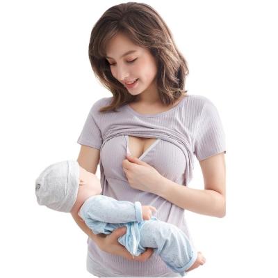 China Wholesale Antibacterial Pregnant Women Nursing Nursing Clothes Postpartum Bottom Shirt Maternity Clothes for sale