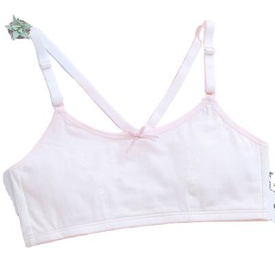 China 9-15 Years New Fashion Back Wireless Bra Cotton Teenager Cross Brief Fancy Little Girl Kids Breathable Bra for sale