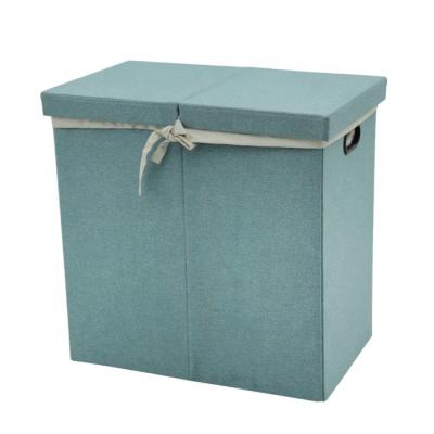 China HStex Foldable Blue Laundry Basket Stool Folding Laundry Hamper With Laundry Bag for sale