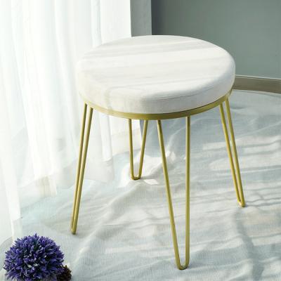 China Storage Home Furniture Luxury Velvet Tufted Ottoman Round Fabric Seat Foot Stool for sale