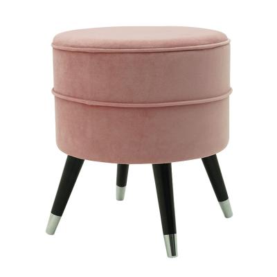 China Customized Storage Around Wood Fabric Dining Makeup Ottoman Stools Chair Footstool Shoe Changing Ottoman Stools for sale