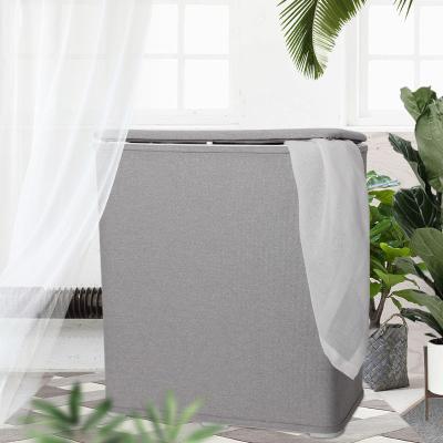 China Modern Custom Large Foldable Dirty Clothes Storage Bucket Rectangular HStex Laundry Hamper With Lid for sale